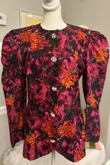 Vintage Evenings RAUL BLANCO 100% Silk Puff Sleeve 80s Jacket Buttons 10 Small