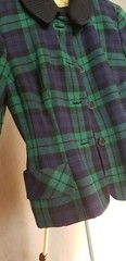 VTG EARLY 50s Deréta London GREEN AND NAVY WOOL PLAID JACKET