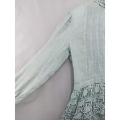 Vintage Cloak of Many Colors Blouse 16 Sage Green Linen Lace Pleated Peplum