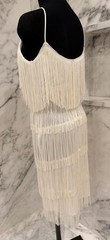 Vintage Fringe Flapper Dress Ivory Size Small/XS Party Cocktail Prom