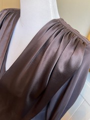 Vintage 1980s Tom Bowker for COTERIE Brown UK 12 US 8 Silk Like Drape Blouse