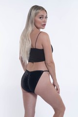Second Skin Satin String Bikini Panties · Ruched / Scrunched Rear · Black · XL/8