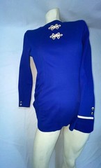 VTG 50S 60S WOMENS S BLUE CHEERLEADER MAJORETTE SCHOOL UNIFORM MINI DRESS