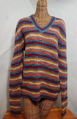 Vintage Givenchy for Chesa 100% Acrylic Knit V-Neck Multi-Colored Sweater Size M