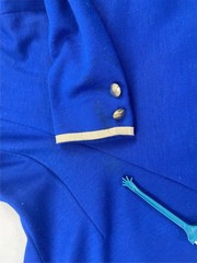 VTG 50S 60S WOMENS S BLUE CHEERLEADER MAJORETTE SCHOOL UNIFORM MINI DRESS