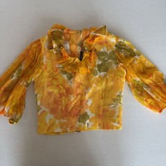 VTG 60’s Teddi Of California Cropped Blouse Orange Yellow Floral Women’s Small