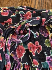 Vintage Rayon Two Piece Set Skirt 22W Jacket 20W Floral Black 90s Silvercord