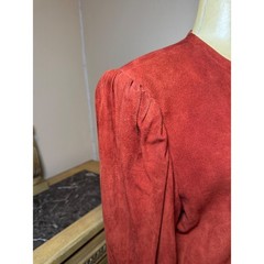 Sportalm Kitzbühel Vintage Suede Leather Jacket Rust Red Made in Austria EU 44