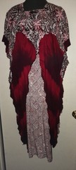 Vtg 60s 70s Ratu Nasya Indonesia Batik Block Pront Dye Ruffle Caftan Maxi Dress