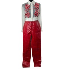 New Lawman Womens Pants Western Red Metallic Coated Slim Fit Bootcut Sz 12