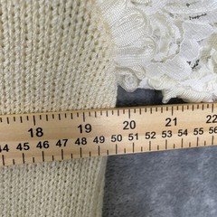 Eugenia Sweater Womens Medium Cream Good Lace Puff Sleeve Beaded Wool Angora 80s