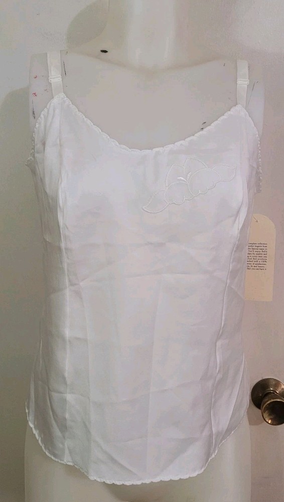 Vintage NWT Bali White Camisole 36 XL Flower Applique Versatile Upcycle