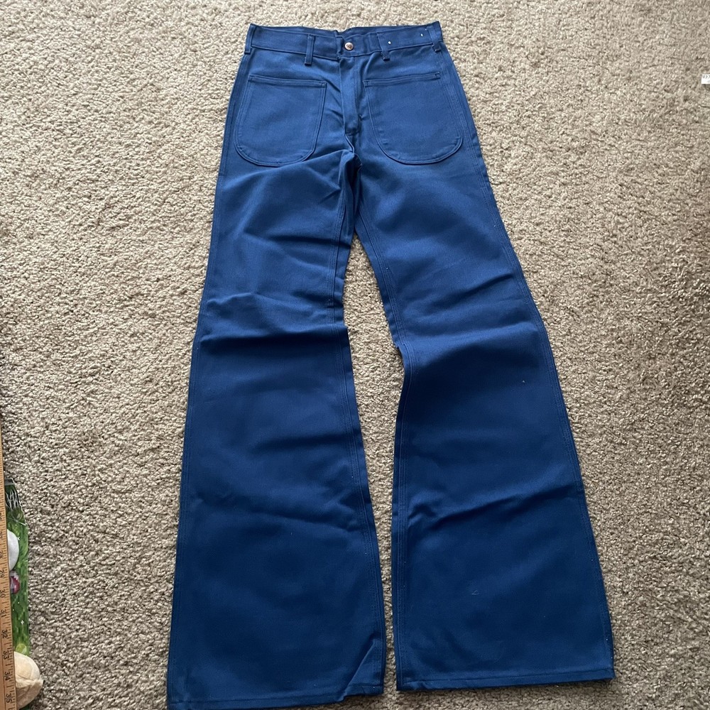 Vintage 1970s 70s UFO navy blue Flare Bell Bottom Pants Jeans 26/27×32” Hippie