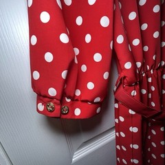 Breli Originals Vintage 1980’s Red Polka Dot Belted Pleated Dress Size 10 NWOT