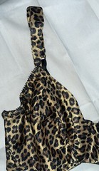 Vtg Bra Delicates UW Leopard 36D & Black Vanity Fair Second Skin Satin Brief 7 L