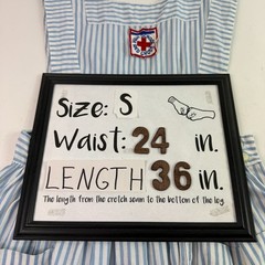 Vintage Red Cross Youth Uniform Pinafore Dress High School Candy Striper Blue S