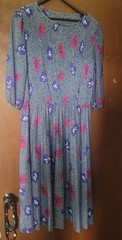 Whirlaway Dress Vintage 80s Elastic Waist Sz 22.5 Floral Purple Pink