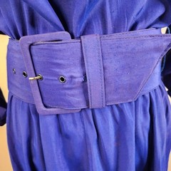 Vintage 80s Nina Piccalino Purple Big Shoulder Belted Midi Dress Women’s Size 7