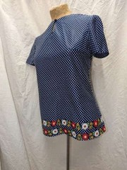 Vintage 1960’s Blue White Polka Dot Groovy Skirt & Top Set by Sue Brett S