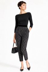 vintage 50s BLACK POLKA DOT PANTS XXS skimmer ankle audrey hepburn paris retro