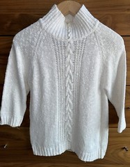 Vintage 80’s Linen Cotton Ramie Sweater SML Sport Button Collar 3/4 Sleeve S/M