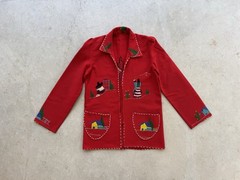 1940s Vtg Mexican Wool Embroidered Tourist Souvenir Jacket 40s Folk Art