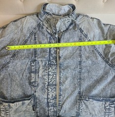 Vntg 80s Acid Wash TrenchCoat Denim Jacket Oversized Lrg By IZZI
