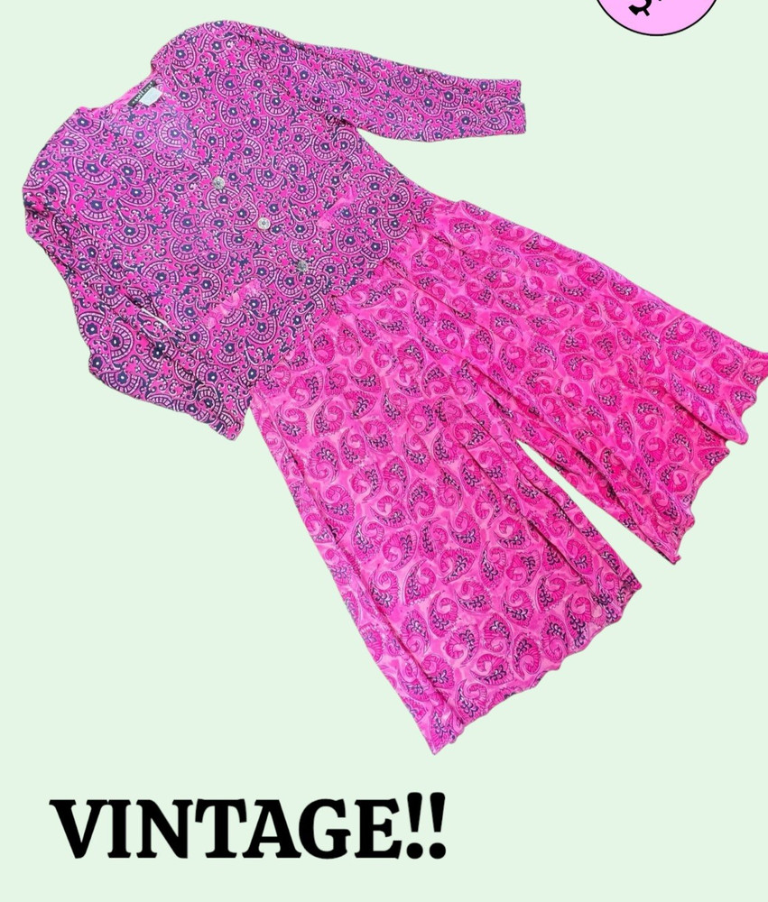 VTG 80s Carol Little Petites Colorful Top Sz 8 & Palazzo Capri shorts/pant Sz 10
