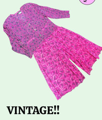 VTG 80s Carol Little Petites Colorful Top Sz 8 & Palazzo Capri shorts/pant Sz 10