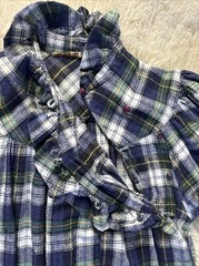 Vtg! Plaid Flannel Dress Sz S Cotton Blend Fall Winter Country Ruffle 80s NICE!