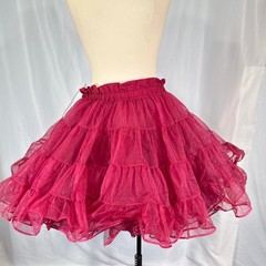 Malco Modes VTG Burgundy Red Petticoat Crinoline Tiered Ruffle Skirt 565 USA M