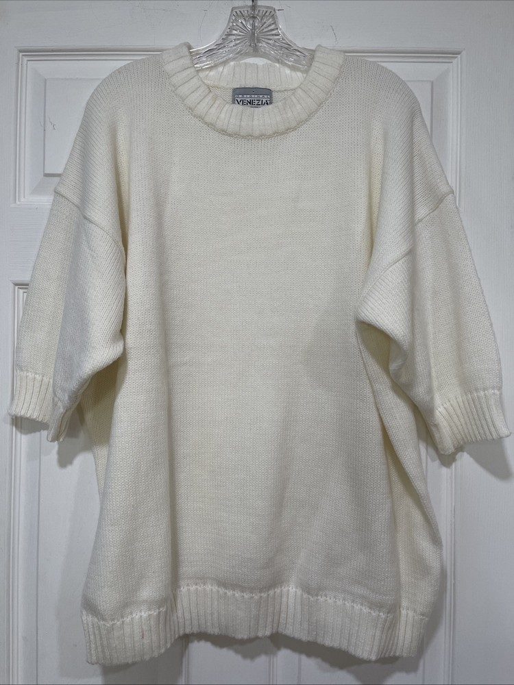 Vtg Venezia Sportswear Off White Women’s Sweater One Sz Fits All Oversized