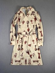 Vintage 60s Dress Womens Small Gay Gibson Art Illustrated Victorian Day House