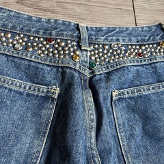 Vintage 80s Yes Clothing Co. Bedazzled Jeweled Dark Wash Denim Jeans Size 12