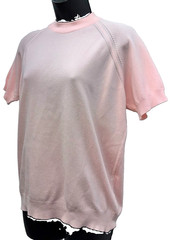 VTG Designers Originals Women Size L Short Sleeve Pink Knit Top Back Zip Closure