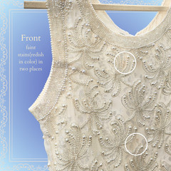 medium mid-length vintage hand beaded ivory Scala wedding dress