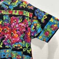 VTG 90s Venezia Painted Print Floral Tropical Shirt Top Colorful Vacay Sz 18/20