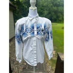 Vintage 90’s Roper Western Blouse Cross Over Aztec Pattern with Conch Size S