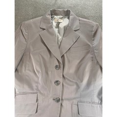 Ann Taylor Loft Womens Grey Three Button Blazer Jacket Size 14 Tailored Lined