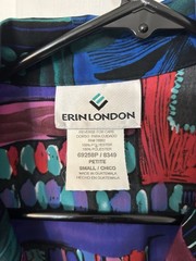 Erin London Petite Small Jacket 100% Polyester Abstract Print Purple Red Blue