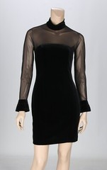 Night Way Vintage 80s 90s Black Velvet Sexy Club Cocktail Party Prom Dress sz 8
