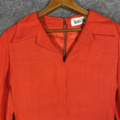 VINTAGE 60s Bonwit Teller Rayon Dress Women Size 8 Red White Blue Shirt Shift