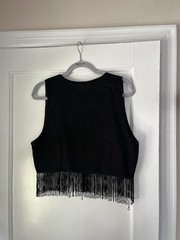 Vintage 1990s Jou Jou New Old Stock Western Fringe Floral Women’s Vest