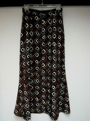 VTG STAR CCC A Line Skirt Checks Squares Dark Chocolate Navy Blue Beige M EUC