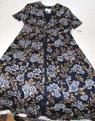 VTG NWT Coco Bianco Floral Maxi Dress Faux-Jacket Rayon Navy-Blue Floral Wm. 12
