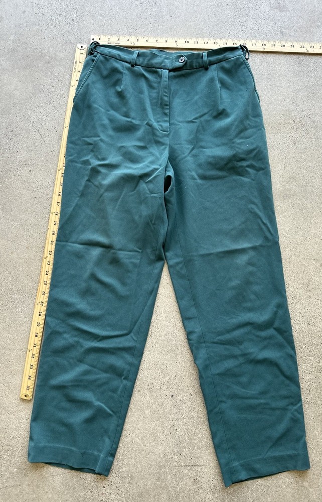 Vintage Norm Thompson Blue Teal Polyester Rayon Spandex Blend Pants Size 12