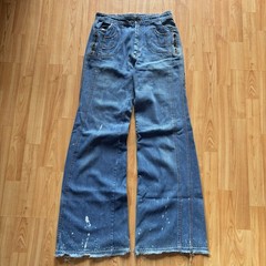 VTG Womens 70s N’est Ce Pas Denim Tulip Pocket Bellbottom Jeans Sz 28 Distressed