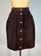 Vintage 1990’s brown corduroy button-front hi-waist short skirt by PATRICK X