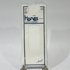 NOS Vintage Hanes 100% Nylon Fashion Kneehighs White Classic Ribbed USA