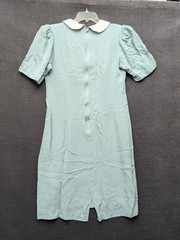 Lanz Original USA Vintage Dress Peter Pan Collar Blue/Green Cottage Core Size 12